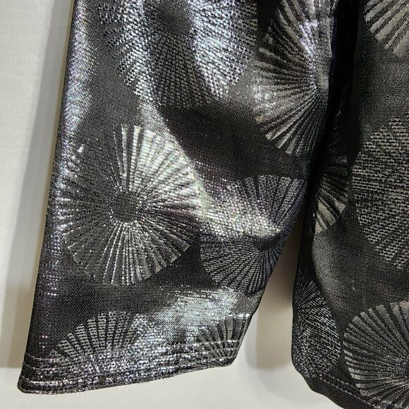 Ruby Rd. Womens Jacket Size 14 Gray Silver Metallic Button 3/4 Sleeve Blazer - Picture 8 of 10